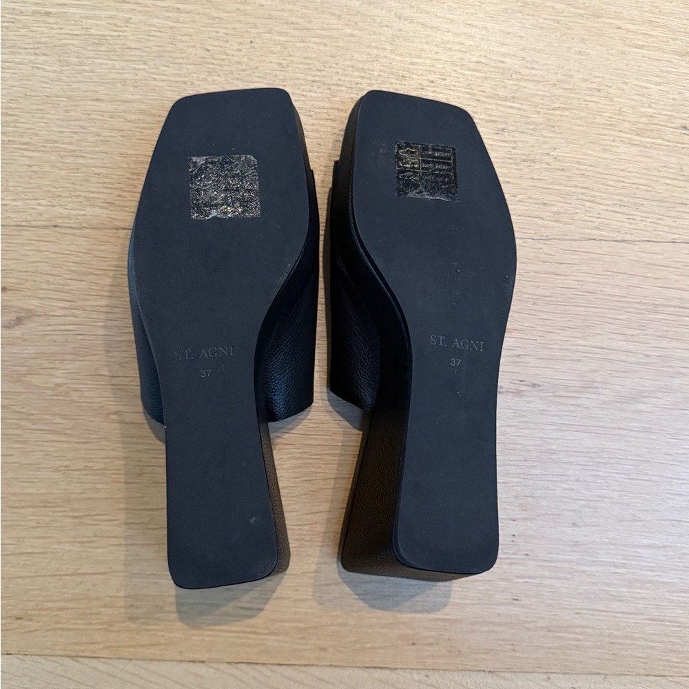 St. Agni Black Minimalist Mules - Picture 2 of 4